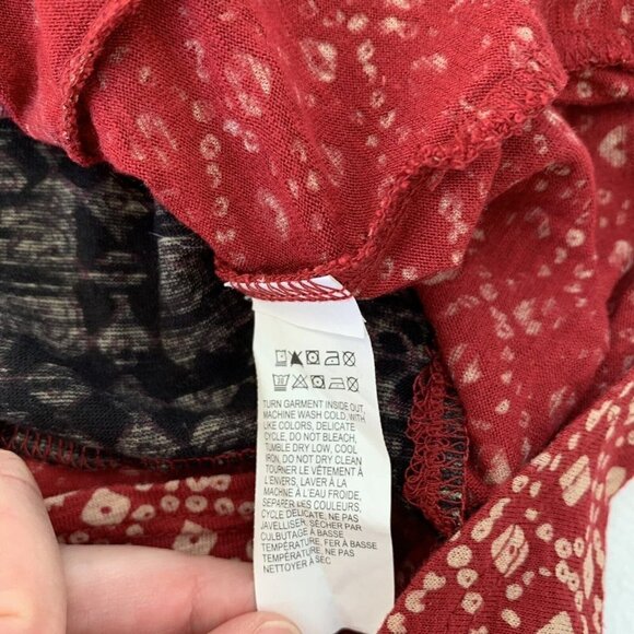 Lucky Brand Women's Shirt Top Size Small Black Tan Red 1/2 Sleeve Crochet - Picture 10 of 10